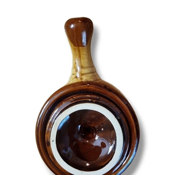 Vintage Brown Drip Stoneware Mini Crock W/ Lid & Handle Set of Two Soup - Picture 8 of 10